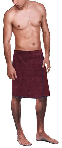 ADAMO XXL-Sauna Kilt weinrot für Herren in Übergrößen mit Klettverschluss (65 x 150 cm)
