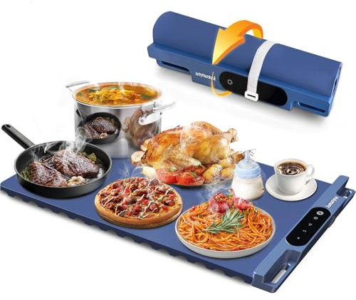 HGUNBI Food Heating Mat, Fast Heating Silicone Electric Heating Tray with 3 Temperature Levels and 3 Level Timer, Food Heating Pads