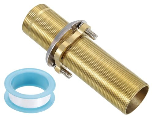 sourcing map Faucet Mount Extension Shank 5x 1.25 Brass Pipe Faucet Extension Nipple Locknut Kit Extension Threaded Lengthen Fixed High Foot with Nut and Gasket Faucet Fittings