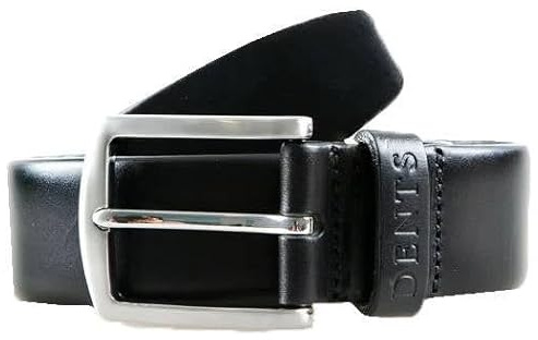 Dents Mens Heritage Satin Nickel Buckle Full-Grain Leather Belt - Black - Large