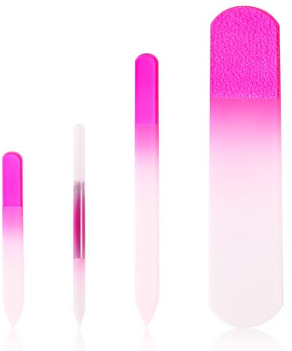 Lot de 4 limes à ongles en verre - Lime à ongles améliorée - Lime à ongles en verre pour bébé - Lime à ongles double face pour ongles - Limes à ongles naturelles - Polisseuse à ongles pour ongles et