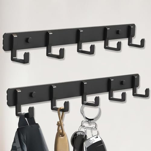 Bosdontek 2 Piezas Perchero Pared, Moderno Percheros de Pared con 5 Ganchos, Perchas Colgador Ropa Pared Colgadores Pared Para Entrada, Dormitorio, Baño - 2 Piezas