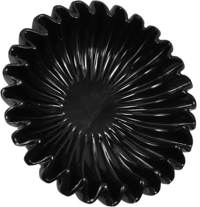 VOSAREA Ruffled Decorative Bowl Table Decor Pedestal Bowl Marble Bowl Footed Bowl Concrete Decorative Bowl Fluted Decorative Bowl Key Tray for Entryway Table Key Bowl Key Dish Black Resin