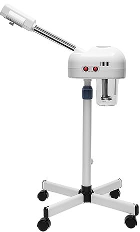 Vaporizzatore viso professionale a ozono con funzione di nebbia calda, regolabile in altezza, sauna facciale, vaporizzatore Ozone, vaporizzatore per casa e salone (bianco)