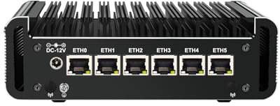 HUNSN Micro Firewall Appliance, Mini PC, PFSense, Mikrotik, OPNsense, VPN, Router PC, J6413, RJ14, AES-NI, 6 x Intel 2.5GbE I226-V, Console, HDMI, DP, SIM Slot, 0 RAM, 0 Storage, Barebone No System