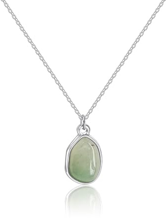 Yifnny unregelmäßige Edelstein Halsketten für Frauen, Edelstahl Gold Silber Teardrop Halskette Naturstein Anhänger für Frauen Kristall Mondstein Schmuck Geschenke