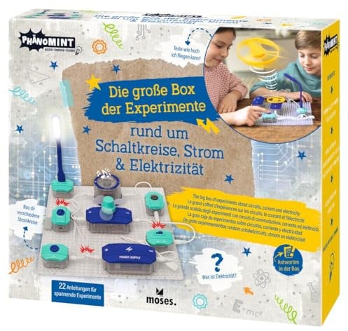 moses. PhänoMINT Die große Box der Experimente rund um Schaltkreise, Strom und Elektrizität, Elektroenergie Experimentierkasten für Kinder, DIY Stromkreislauf Bausatz, Lernspielzeug ab 8 Jahren