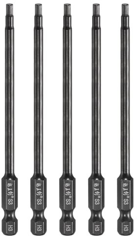 QUARKZMAN 5 Pcs Llave Hexagonal Brocas 3Mm (H3) Métrica Hexagonal de 1/4 4 (100Mm) Longitud Acero S3 Magnético Impacto Controladores de Tornillos Puntas de Destornillador Brocass