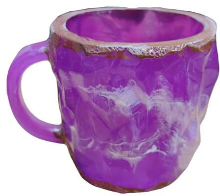 Resin Coffee Mug with Mineral Crystal Imitation Resin Cup Natural Mineral Crystal Coffee Mugs Multicoloured Crystal Mineral Coffee Mugs (Purple)