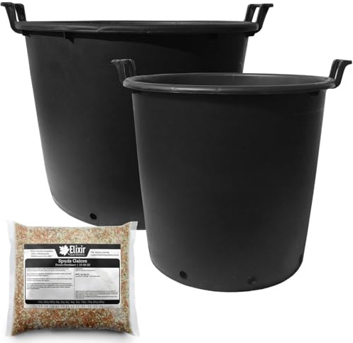 Elixir Gardens Potato Pots Tubs Containers Planter With Fertiliser | Strong Heavy Duty | Sizes 30L-75L | 30L x 2