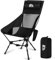 IEEILULU Chaise de Camping Pliante, Fauteuil de Camping Dossier Haut 150 kg, Réglable en Hauteur Chaise de Pêche et Plage Légère Pliable avec 2 Poches Latérales et Sac de Rangement (Noir)