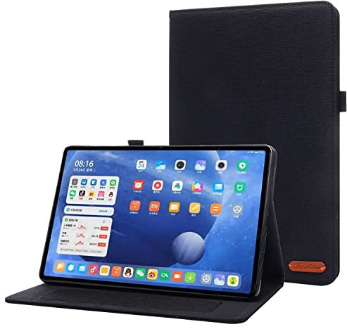 XNCVBD Tablet travel Compatible with Xiaomi Mi Pad 5/MiPad 5 Pro 2021 Case, Flip Fold Stand Case Protective Fabric Print Cover with Auto Wake Sleep with Card Slots Tablet Protection(Black)