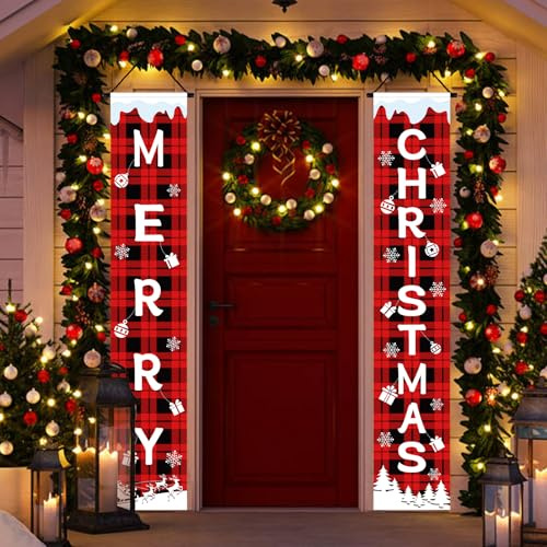 SULOLI 2Pcs Decoracion Navidad Hogar，Decoracion Navideña Puerta, Adornos Para Exterior，Exterior Interior Adorno Hogar Casa 180 * 30 cm