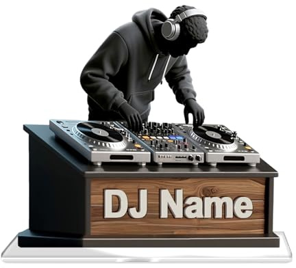 HSAEANZL Customizable DJ Name Desk Decoration Sign,Personalized Name Instrument Desktop Nameplate,DJ Player Music Desktop Decor Sign,Flat Printing,Christmas And Birthday Gifts For Music Enthusiasts