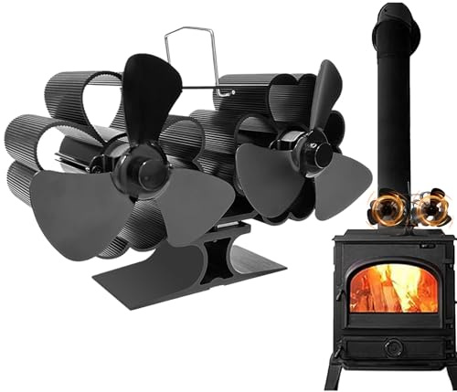 Genérico de chimenea - Operación silenciosa no eléctrico para la estufa de madera Doble Head | Accesorios de estufa de leña, de calor para quemador de leña, quemador de pellets
