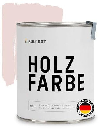 Kolorat® Holzfarbe, Pastellrosa 750ml | Made in Germany | Wasserbasiert, umweltfreundlich, wetterbeständig, langlebiger Holzschutz, für Holz im Außenbereich, einfache Anwendung
