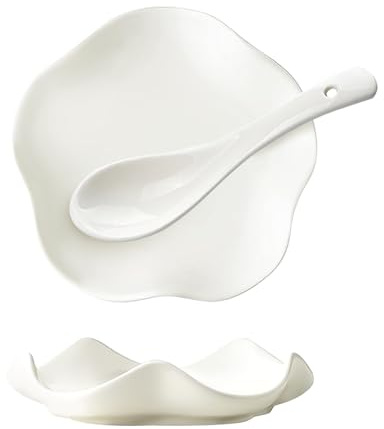 2 Stück Löffelablage Keramik für die Küche,Weiß,13.5 cm,Hitzebeständig | Porzellan Stehende Löffelhalter Geeignet für Suppenlöffel Löffel Pfannenwender Kaffeelöffel,Spülmaschinentauglich
