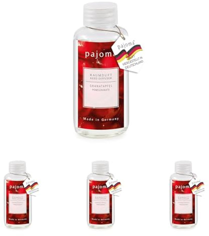 pajoma® Raumduft Nachfüllflasche 100 ml, Granatapfel | Nachfüller für Lufterfrischer | intensiver und hochwertiger Duft in Premium Qualität (Packung mit 4)