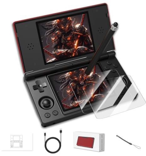 HKOORLAMULS Consola Retro Juegos con lápiz óptico capacitivo,Consola Retro Portatil Android14,Emulador Consola plegable de doble pantalla de 4 pulgada,batería de 4000mAh (Negro)