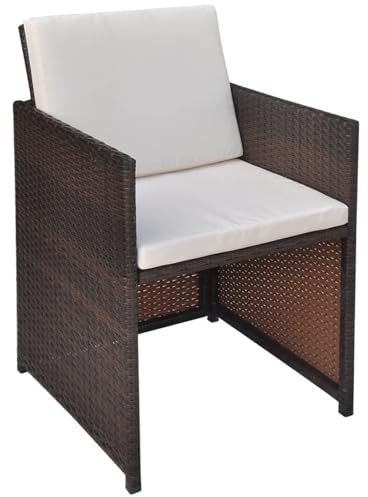 vidaXL Gartenstühle 2 STK. mit Polstern und Kissen Poly Rattan Braun