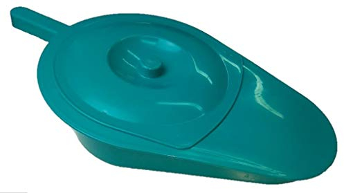 AZZAP Bettpfanne Steckbecken Kunststoff Stechbecken mit Deckel Sanitärbecken oval, türkis