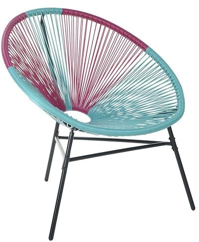 Beliani Gartenstuhl mexikanischer Stuhl rosa blau Rattanstuhl Acapulco