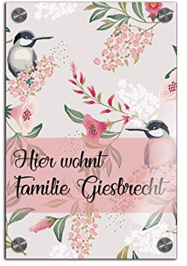 Türschild Namensschild für die Haustür 14x21 cm mit UV Druck und einem einzigartigem Design Eingangsschild Garten Familienschild Klingelschild Klingelplatte Funk-Klingel