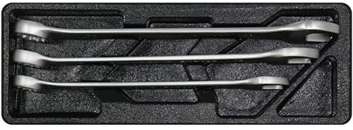 George Tools 3 TLG. Ring-Maulschlüssel Set für Werkzeugwagen - mit 15° abgewinkelte Ringseite für einfacheres Arbeiten - universelle Einlage für Werkstattwagen