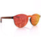 glozzi Sonnenbrille Damen Holz Verspiegelt Polarisiert und Entspiegelt UV400 Rot Rund mit Holzbügeln aus Ebenholz und Brillenetui aus Kork