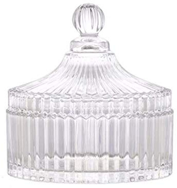 280ML/10Oz Candy Dishes Crystal Glass Candy Box with Lid Decorative Covered Food Storage Organization Sugar Bowl Cookie Jar Biscuit Jar Seasoning Jar for Home Kitchen(Clear)