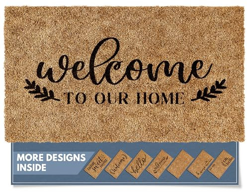 Barnyard Designs ‘Welcome to our Home’ Doormat, Indoor/Outdoor Non-Slip Rug, Front Door Welcome Mat for Outside Porch Entrance, Home Entryway Farmhouse Decor, 76 x 43cm