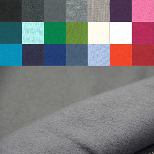 Wintersweat Meterware - Sweatshirt Stoff - Baumwoll Sweat Uni ÖkoTex 100 - weicher Stoff für Pullover/Hoodies *Ab 50cm, Farbe: 054 grau