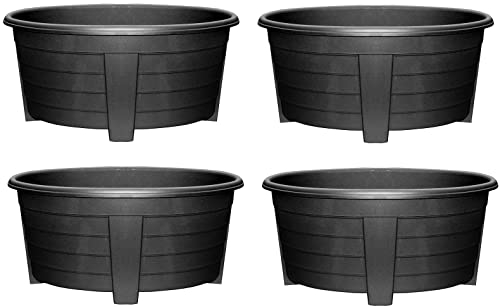 Optimal Products Long Trough/Oval/Square Plant Pot Plastic Planter Indoor Home Outdoor Garden Window Herb Flower Box (55cm Oval Planter Ebony, 4)