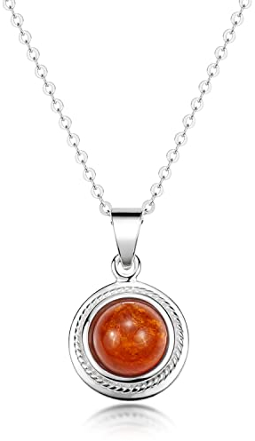 Materia Bernstein Kette Silber 925 - Damen Halskette mit Anhänger 45cm KA-129-K30-45cm
