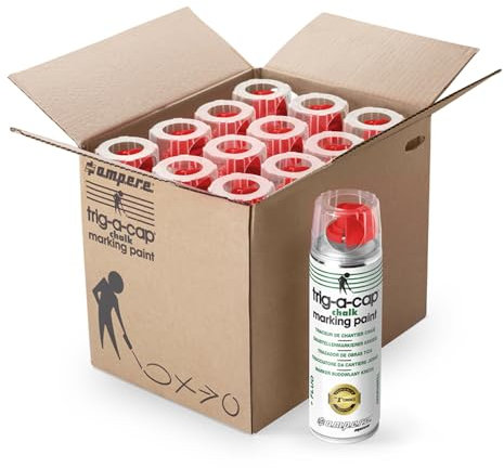 a.m.p.e.r.e.12er Pack Kreidespray ROT CHALK TRIG A CAP für temporäre Markierung, wasserlöslich