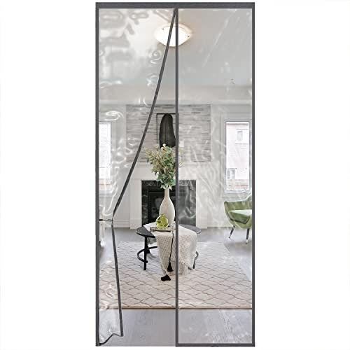 Isolier Schutz Vorhang 215x235cm, Magnet Wärmeschutzvorhang für Türen, Kälteschutz und Wärmeschutz im Winter, Ideal für die Nutzung von Klimaanlagen im Sommer, Kinderleichte Klebemontage Ohne Bohren