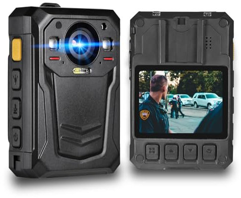 Polizeikamera, 1512P HD Body Worn Camera mit EIS-Technologie, eingebauter 3600mAH Akku, 13 Stunden Videoaufnahme, wasserdichte Körperkamera für Strafverfolgungsbehörden (128G)