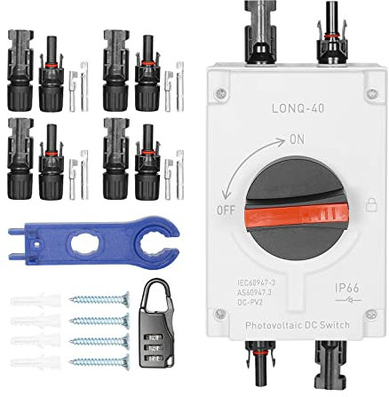Jadeshay Interruttore di Isolamento,32A CC1200V Sezionatore DC Fotovoltaico Interruttore di Separazione IP66 Interruttore di Protezione per Sistemi di Alimentazione Solare