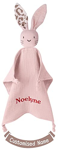 TYRY.HU Babydecke mit Namen Personalisierte Schmusetuch Kuscheldecke Schnuffeltuch Strick Geschenk zur Geburt(Lotuswurzel Rosa)
