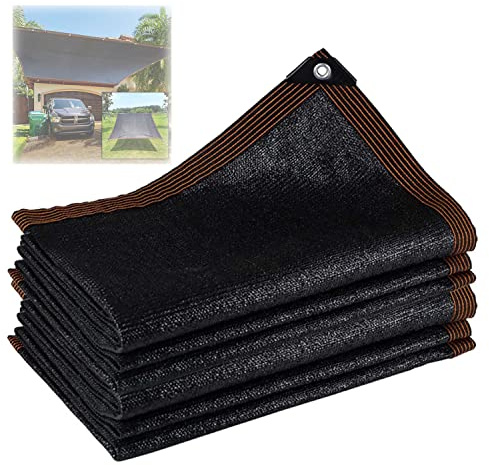 Sonnensegel Schattiernetz 2x3m 3x4m 4x8m 6x6m 8x10m 10x12m Schatten Netz mit Ösen, Reißfestem 85% UV Schutz Markisen, für Garten, Camping, Pergola, Auto Atmungsaktiv Sonnennetz ( Color : Schwarz , Siz