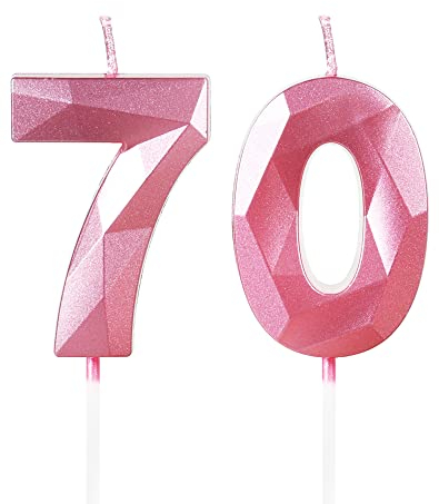 Yiran Geburtstagskerzen Zahlen 70, 5cm 3D Rosa Geburtstagskerzen, Kerzen Geburtstag, Geburtstag Kerzen, Tortendeko Geburtstag, Kuchendeko Geburtstag, Geburtstagskerzen für Geburtstagsdeko, Nummer 70