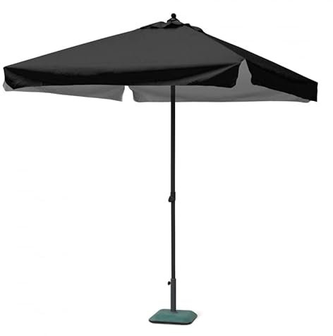 Produce Shop Parasol de jardin carré 2 x 2 m en aluminium central Pluton Noir - avec volant, grand
