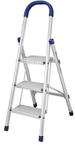 3-stufige Aluminiumlegierung Kleine Leiter Gummi-Baumwoll-handlauf Einteiliges Formpedal X-förmige Feste Rückgabel Trittleiter Faltbar Feste Niete rutschfest Stabil