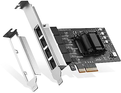 Binardat Adaptateur réseau PCIe 4 ports 2,5 G, contrôleur LAN RTL8125B, carte NIC Ethernet RJ45 2500/1000/1000 Mbps, compatible PXE pour Windows/Linux
