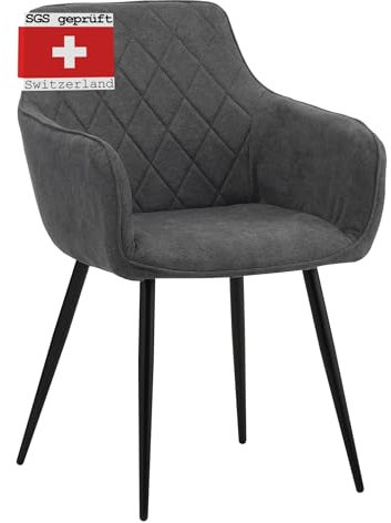 Albatros Esszimmerstühle 1er Set SILA, Anthrazit - Modern und Stilvoll, bequemer Polsterstuhl - Eleganter Küchenstuhl, Stuhl Esszimmer oder Esstisch Stuhl im Retro-Look Stoff