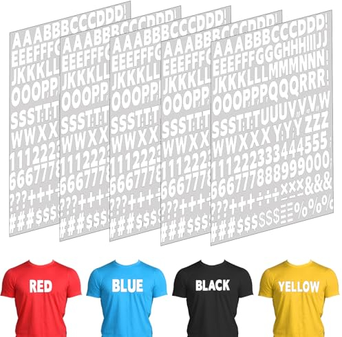 5 Hojas Letras y Números de Ropa para Planchar 830 Piezas de Letras Números de Transferencia de Calor de Tela Parches de Letras Lavables para Camisetas Deportivas Manualidades DIY (Blanco)