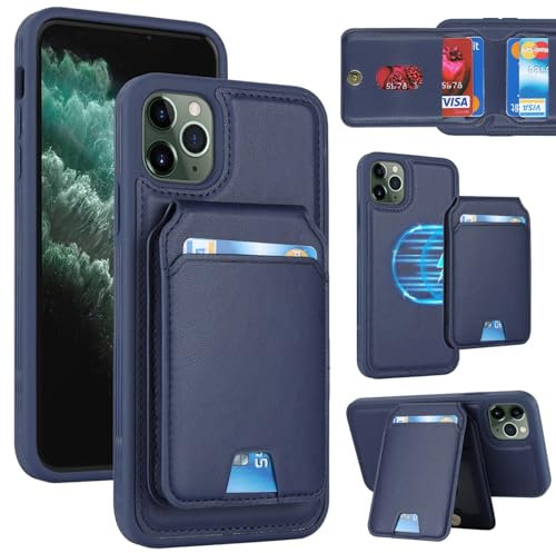 Zouzt for iPhone 11 Pro Detachable 2 in 1 Wallet Case with Card Holder for Magsafe, Magnetic PU Leather Flip Credit Slot Protective Phone Cover Women Men for iPhone 11 Pro 5.8 Inch - Blue
