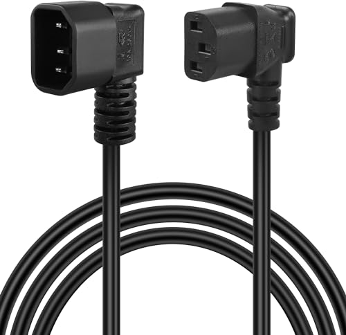 GELRHONR Cavo adattatore di alimentazione da C14 a C13, 90 gradi IEC 320 maschio C14 a C13 femmina, cavo di prolunga per alimentazione PDU 10A 250V, 18AWG, per computer, monitor e scanner, nero