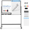 COSTWAY Tableau Blanc Effacable sur Pied 120 x 80 cm, Tableau Blanc sur Pied Double Face, 2 Hauteurs Réglables, Cadre en Métal, 12 Aimants, 6 Marqueurs, Tableau Mobile Magnetique pour École, Bureau