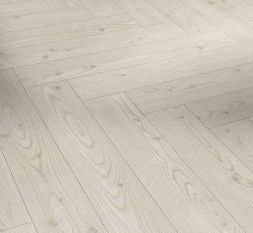 Parador Dekorboden Laminat Trendtime 3 Lärche Yukon weiß Seidenmatte Struktur Fischgrät 4-V-Fuge